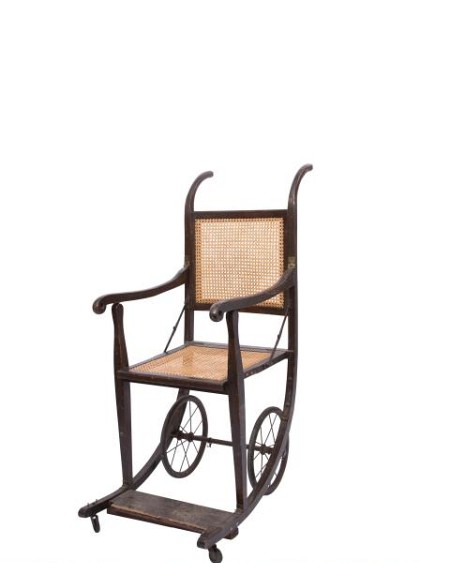 Period wood wicker wheelchair